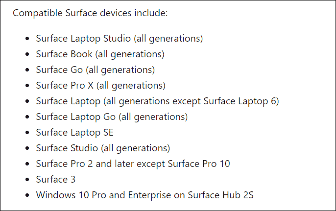   Surface Data Eraser と互換性のある Surface