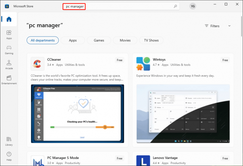   Ang PC Manager ay hindi available sa Microsoft Store