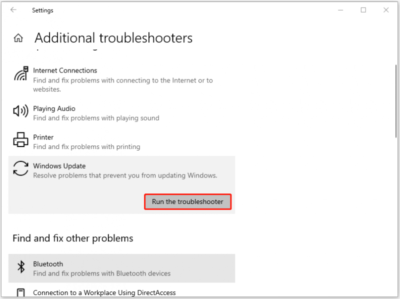   exécuter l'utilitaire de résolution des problèmes de Windows Update