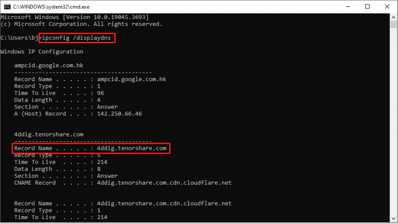   menggunakan cache DNS