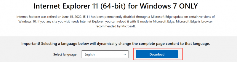   Windows 7 için Internet Explorer 11