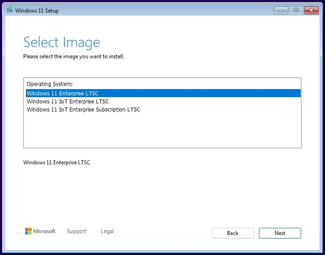   các tập tin hình ảnh của Windows 11 LTSC