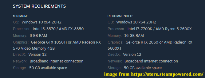   os requisitos de sistema do Primeiro Descendente