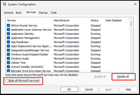   Inicialização limpa do Windows 11 nas configurações do sistema