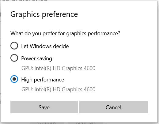   alto rendimiento para preferencia de gráficos