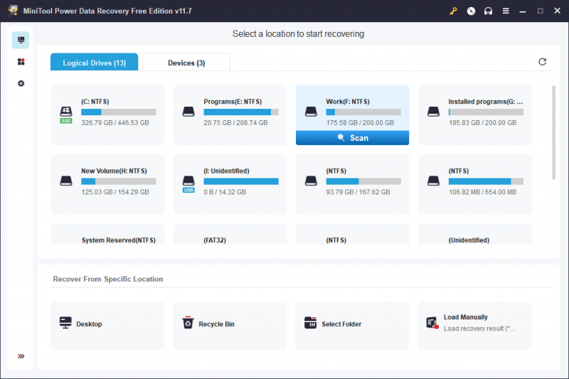   sélectionnez le lecteur cible à analyser