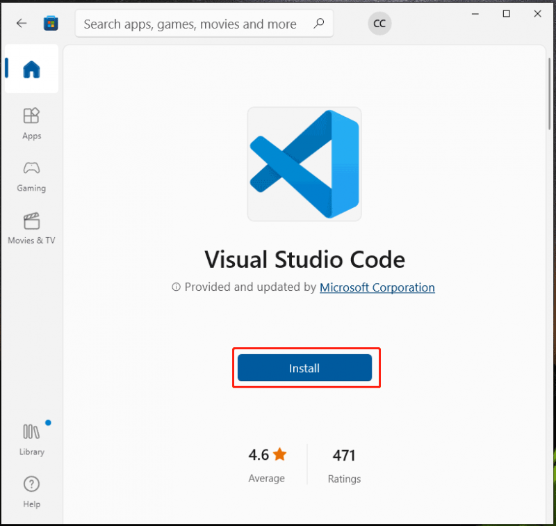   Laden Sie Visual Studio Code im Microsoft Store herunter