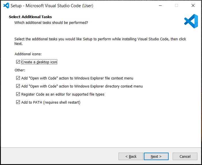   Nastavení kódu Visual Studio ve Windows