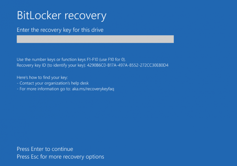   έχει κολλήσει στην οθόνη ανάκτησης BitLocker