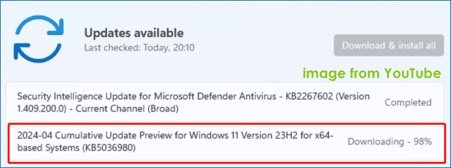   Update auf Windows 11 KB5036980