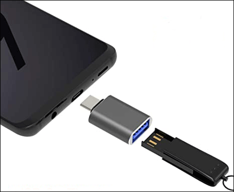   conecte uma unidade flash USB ao telefone por meio de um adaptador