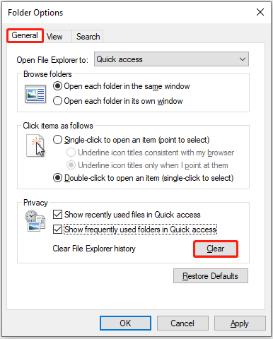   počisti zgodovino File Explorerja