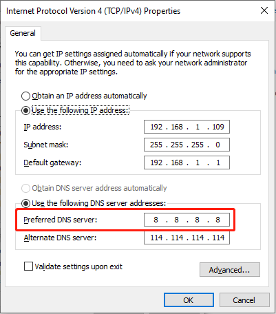   masukkan server DNS pilihan