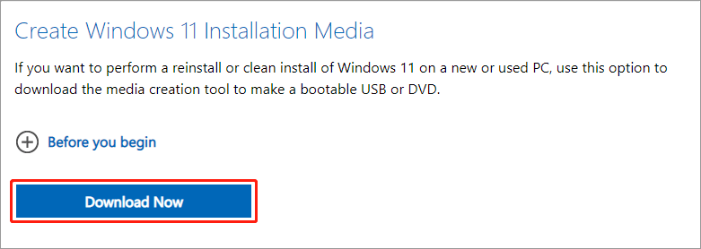   Baixe a ferramenta de criação de mídia do Windows 11