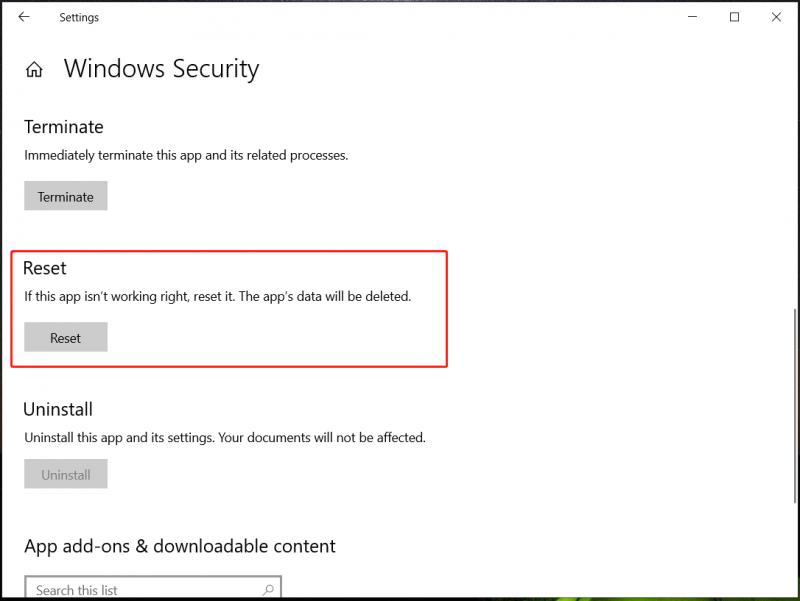   ripristinare la sicurezza di Windows Windows 10