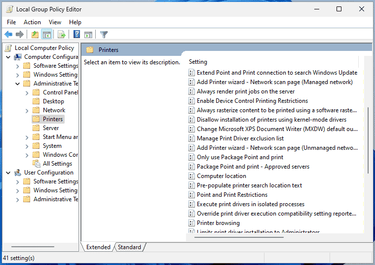   configurar la impresión protegida de Windows