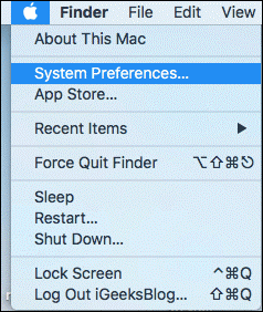   clique em Preferências do Sistema no Mac
