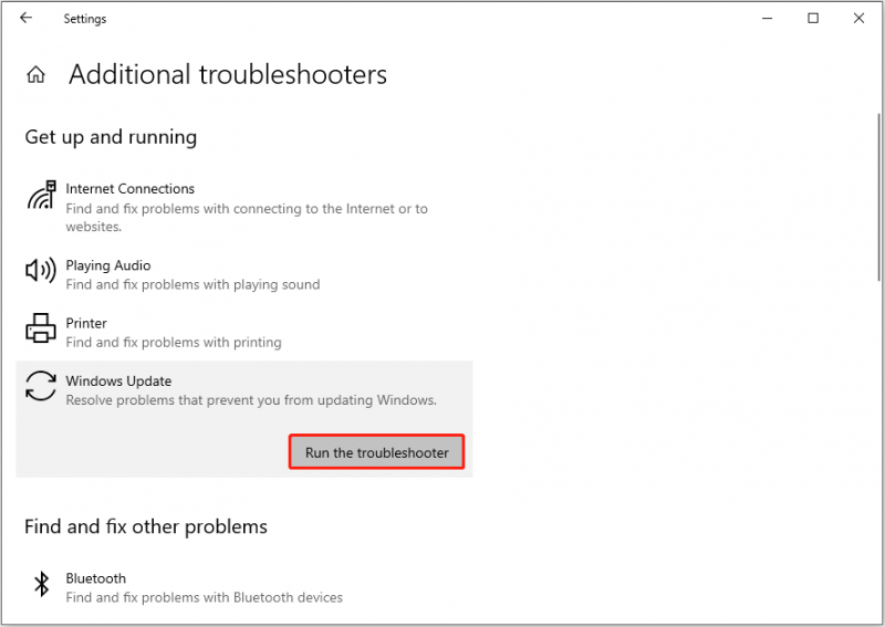   exécutez l'utilitaire de résolution des problèmes de Windows Update