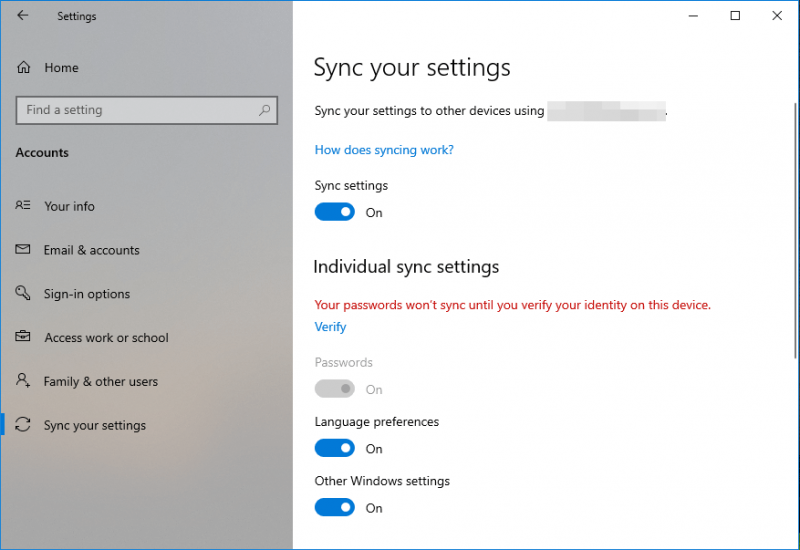   sinkronizirajte svoje postavke na Windows 10