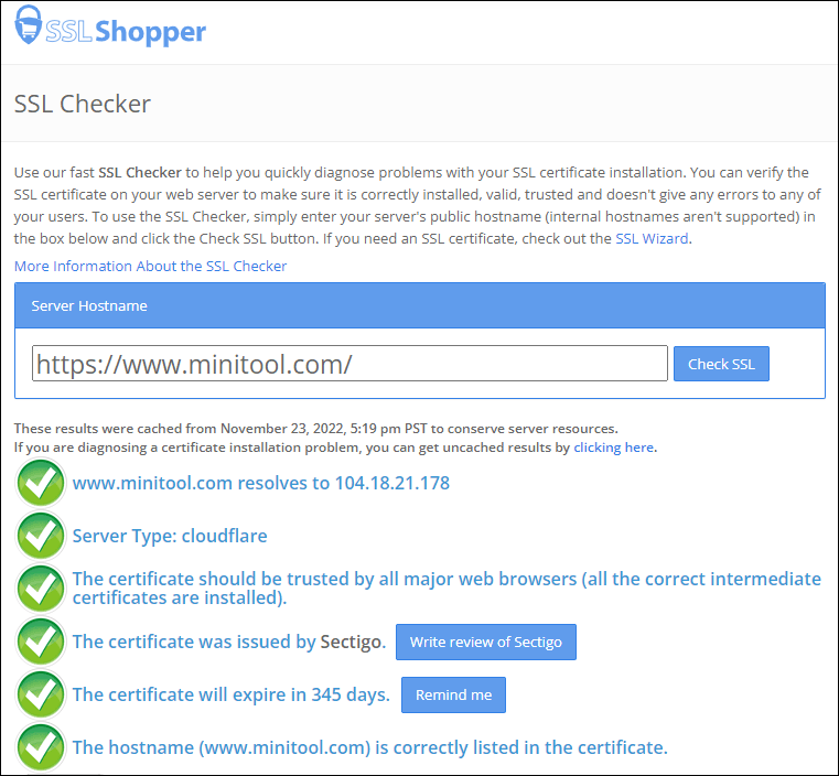   Verificatore SSL di SSLshopper