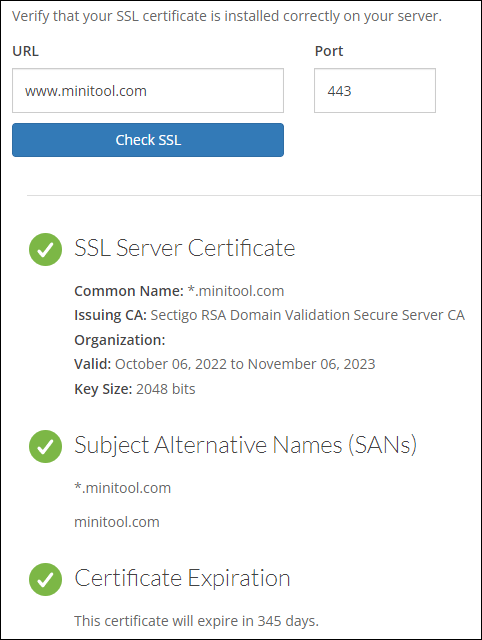   Controllo dell'installazione SSL di Geocerts