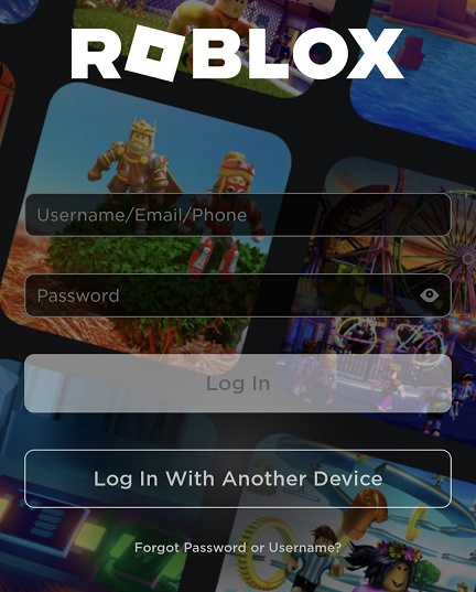   Roblox login no telefone