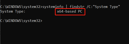   semak jenis sistem dalam Windows 11 Command Prompt