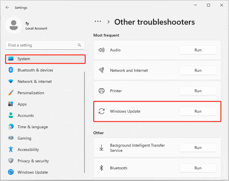   patakbuhin ang troubleshooter ng Windows Update