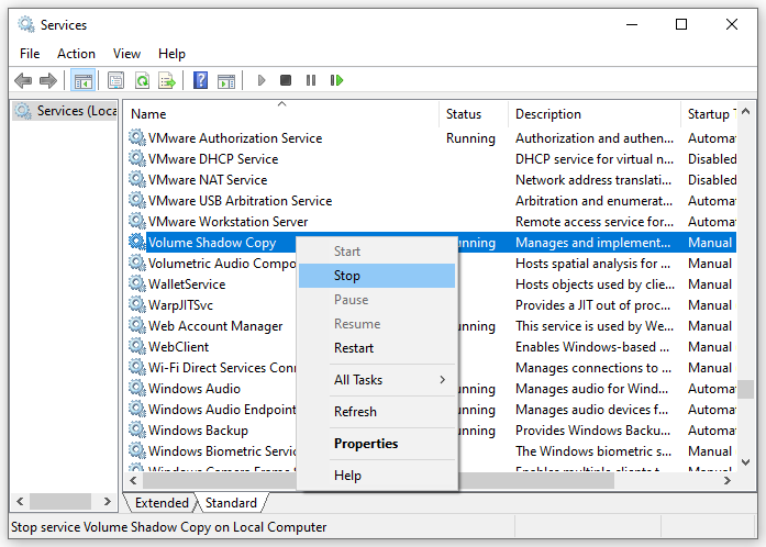 แก้ไขแบบเต็ม - ข้อผิดพลาดบริการ Shadow Copy ของไดรฟ์ข้อมูล 0x80042314L