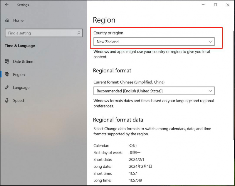   Region ändern Windows 11