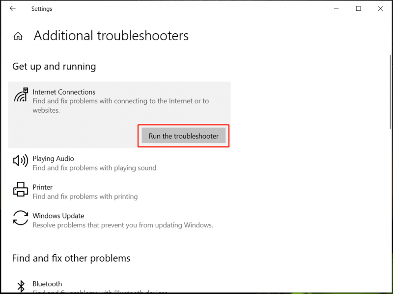   eseguire lo strumento di risoluzione dei problemi Internet di Windows