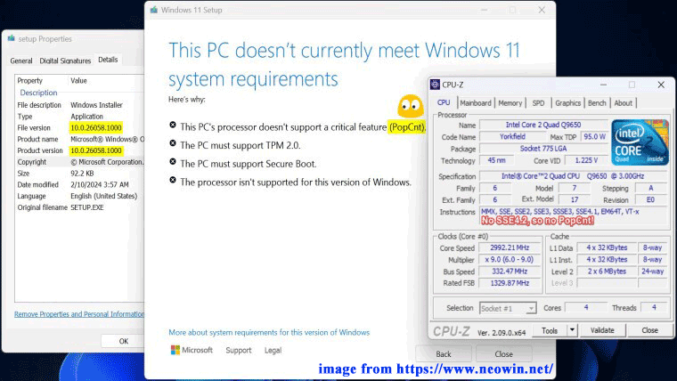   Tämä PC's processor doesn't support a critical feature popcnt