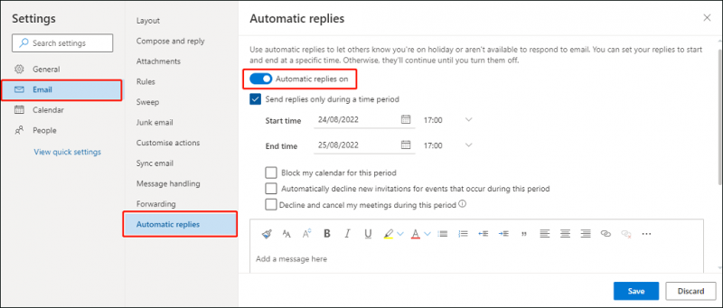 డెస్క్‌టాప్ వెబ్‌పేజీ (Win10 & Mac)లో Outlook Outlookని ఎలా సెట్ చేయాలి