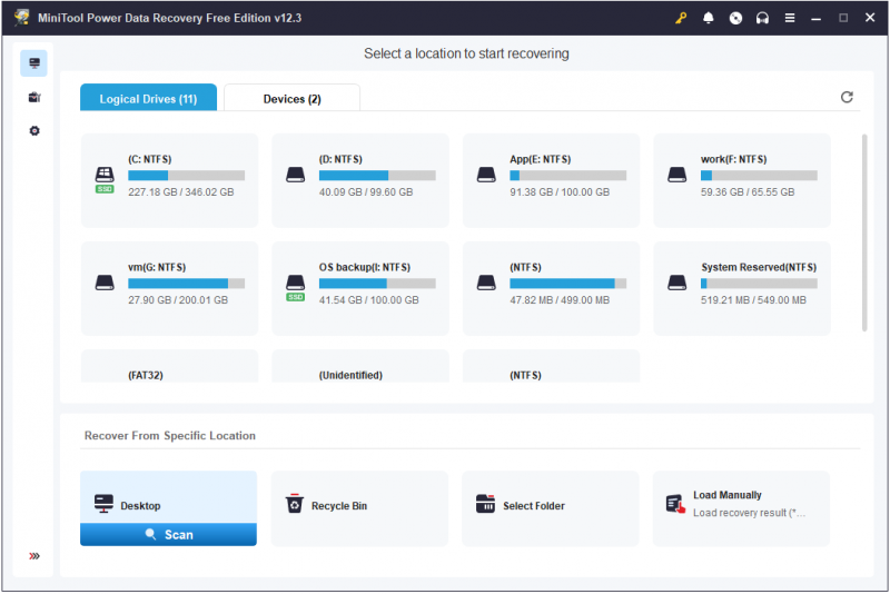   De belangrijkste interface van Minitool Power Data Recovery