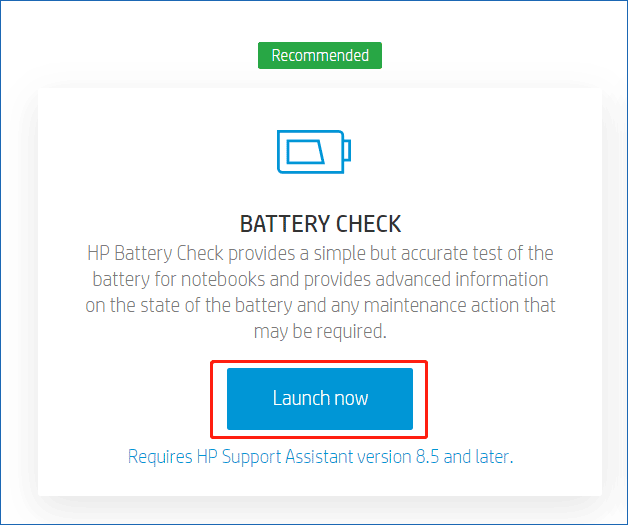   iniciar o HP Battery Check