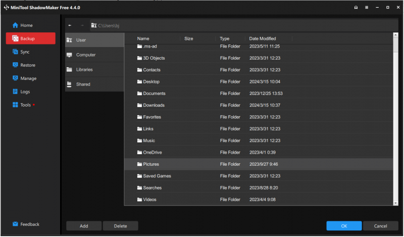   fazer backup de arquivos usando MiniTool ShadowMaker