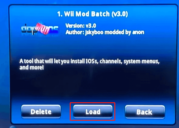 nainstalujte Wii Mod Batch
