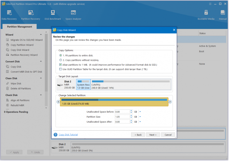   MiniTool Partition Wizard klik Terapkan