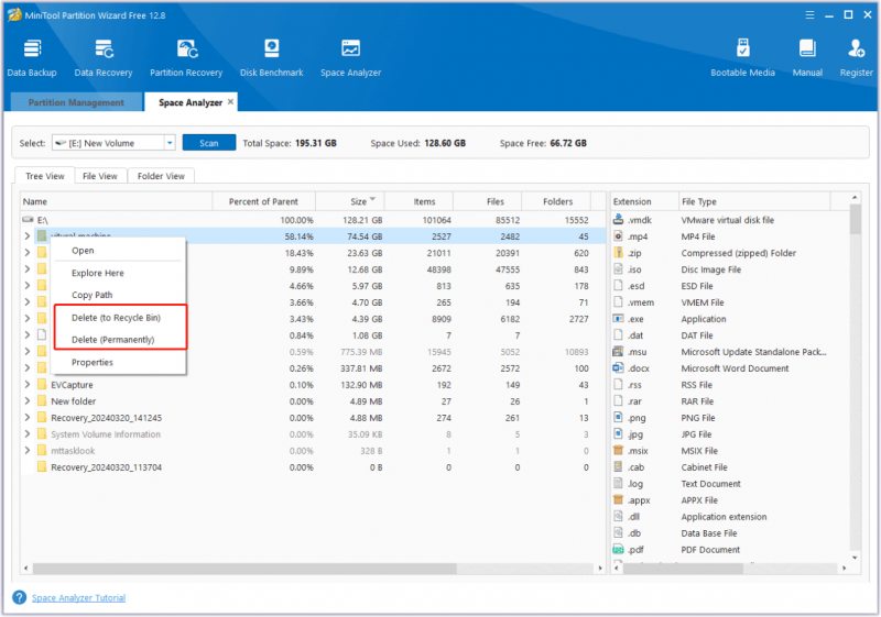   ištrinkite nereikalingą aplanką „MiniTool Partition Wizard“.