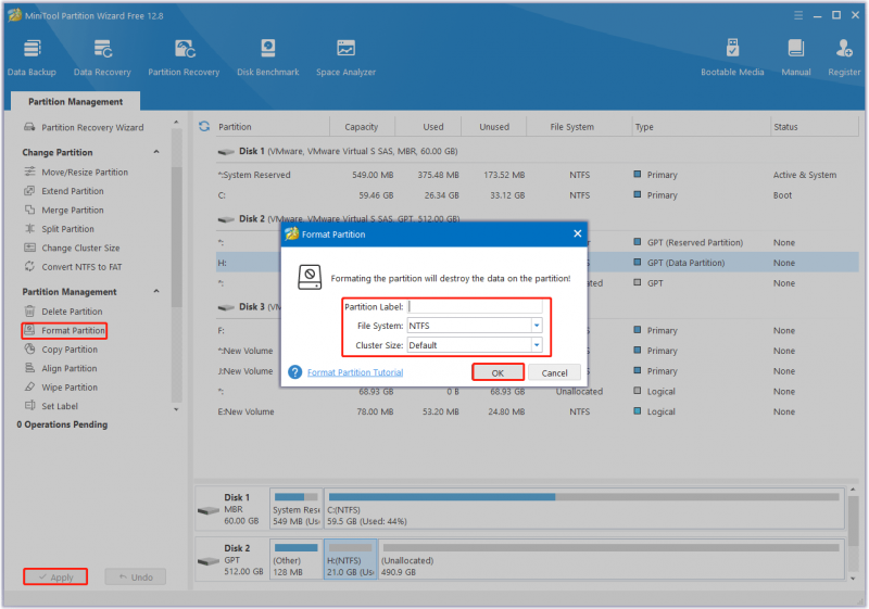   formattare il vecchio SSD con MiniTool Partition Wizard