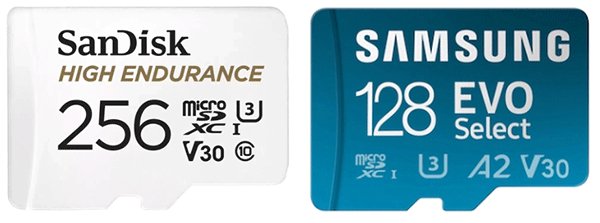   Cartão microSD SanDisk High Endurance e microSD Samsung EVO Select