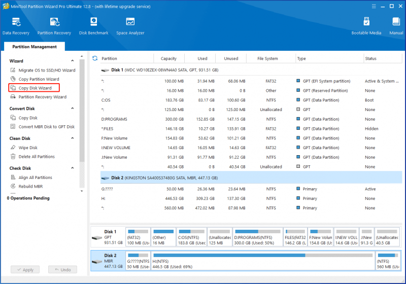   MiniTool Partition Wizard kopi disk