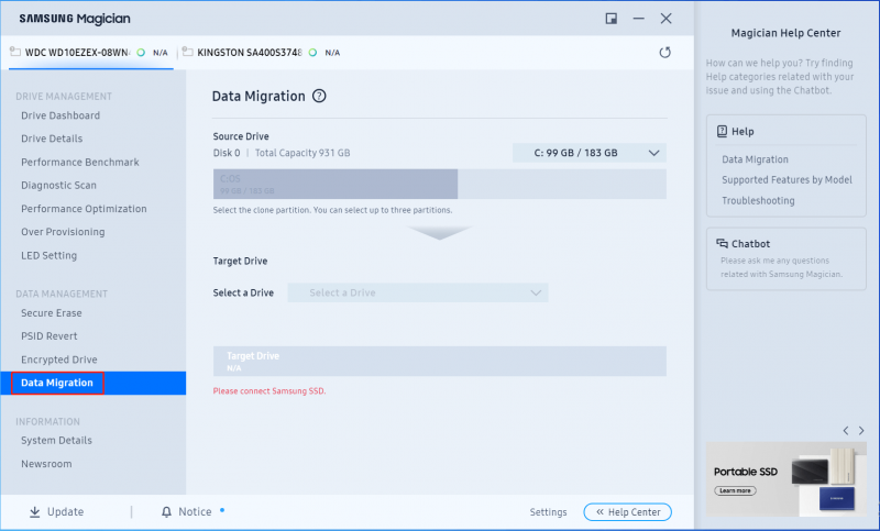   haga clic en Migración de datos