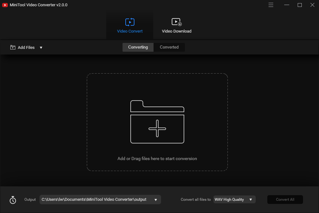 MiniTool VideoConverterのメインインターフェース