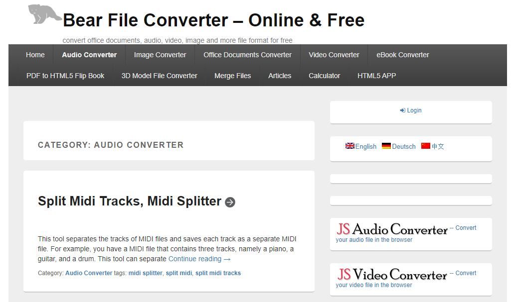 a interface do Bear File Converter