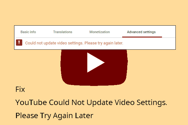 O YouTube não conseguiu atualizar as configurações de vídeo. Por favor, tente novamente mais tarde